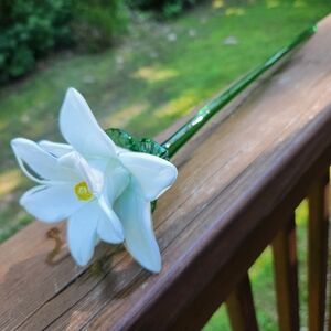 Murano Style Long Stem Glass Paperwhite Narcissus